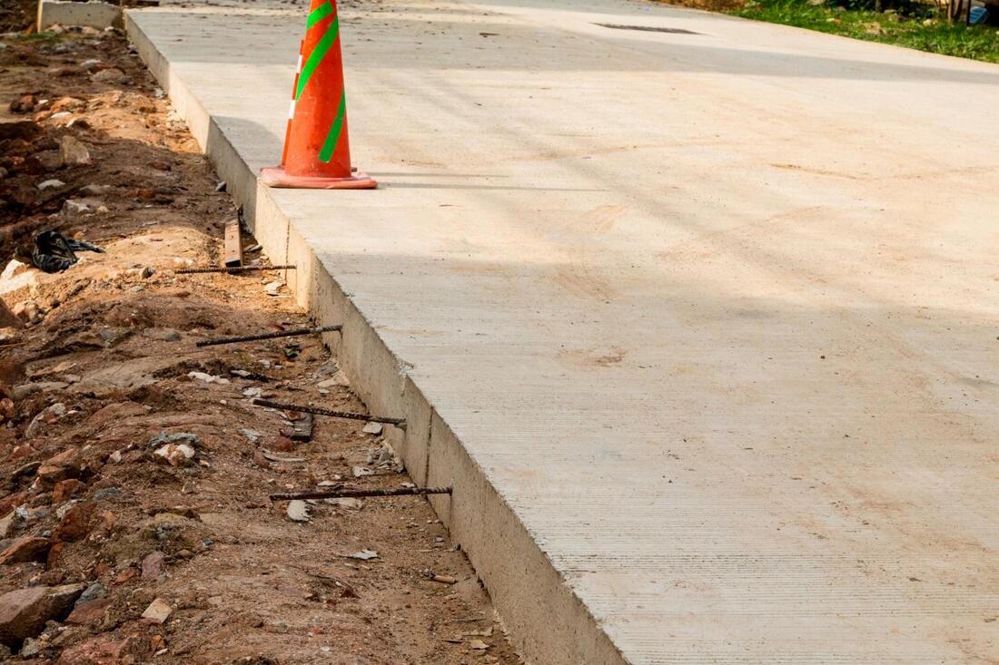 concrete driveway during construction